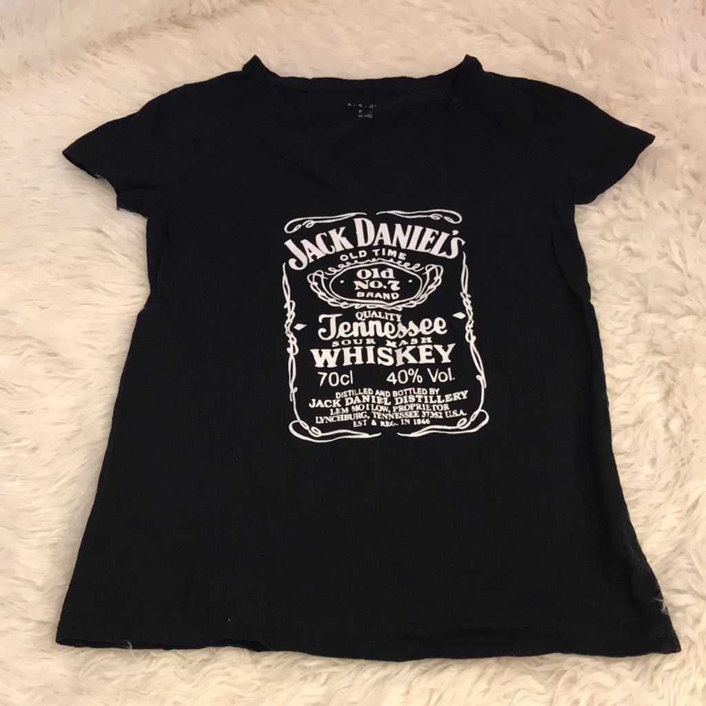 Jack Daniels Black V Neck Small Shirt
